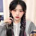 Y2K Ponytail Extensions Synthetic Boxing Braids Wrap Around Chignon Tail With Rubber Band Hair Ring Brown Black Ombre Braid. 