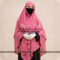 Hijab Throne – Classic Pink Two Layered Diamond Khimar - Extra Long Chiffon Georgette Fabric - Super Soft & Premium Quality Hijabs for Women. 