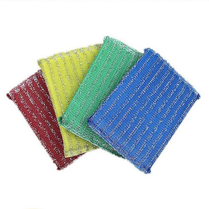 4 Pieces Dish wash sponge pad scourer stainless steel wire sponge