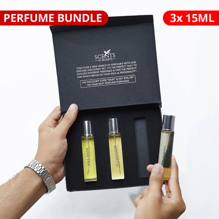 Top 3 Men's Perfume Bundle Box - Travel Size - 15ml Each Perfume Bottle | SCENTS N SECRETS