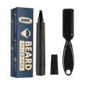 Beard Filler Pen Forked Four-Head Waterproof Repair Moustache Styling Black Dark Brown Hair Enhancer Tint Shape Tool with Brush. 