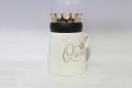 White Queen Crown Luxury Elite Design Mug With Crown Lid Ceramic Coffee Cup. 