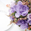 Beautiful Autumn Orange Artificial Peony Flowers Silk Rose Plants Accessories Faux Grass Wedding Party Home Fall Decoration. 