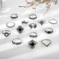 15 Pcs/set Silver Ring Set Women Wedding Anniversary Rings for Girls. 