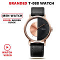 TOMI T080 Leather Straps Quartz Movement Water Resistant Wrist Watch Transparent Dial Fashion Watch for Men. 