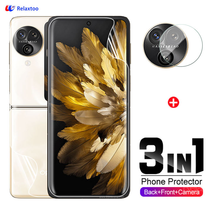 Relaxtoo For Oppo Find N3 Flip 3in1 Hydrogel Film Screen Protector Soft Film Poly For FindN3 Flip N3Flip FindN3Flip Front Back Protective Camera Sticker