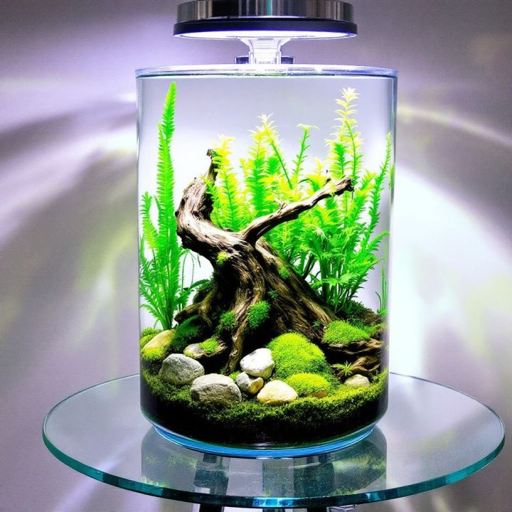 360° Acrylic Cylinder Aquarium – Perfect for Aquascaping, Planted Decor ...
