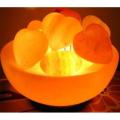 HIMALAYAN SALT HEART SHAPE FIRE BOWL LAMP WITH CHUNKS. 