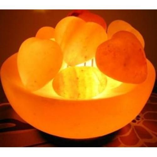 HIMALAYAN SALT HEART SHAPE FIRE BOWL LAMP WITH CHUNKS