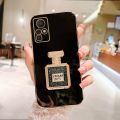 FELMYST No.5 Perfume Case For Infinix Zero X Pro Luxury Chane Rhinestone Bottle Hidden Mobile Holder Phone Casing Makeup Mirror Bracket Girl Women Shockproof Soft Cover. 