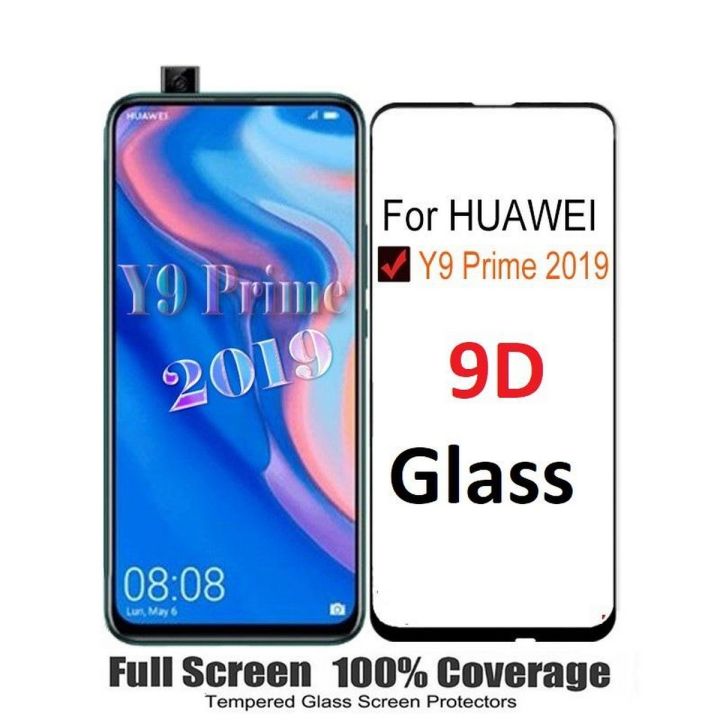 Huawei Y9 Prime 2019 Screen Protector 9D Glass Full Glue Edge to Edge Cover Glass - Black