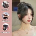 25CM Long Curly Middle-part Bangs Clips Front Two Side Wig Hair Extension Synthetic Fake Hairpiece for Women. 
