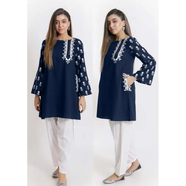 Blue%20Cross%20Stiches%20Stylish%20Cotton%20Shirt%20Ladies%20Kurti%20Printed%20Kurtis%20For%20girl%20Top%20For%20Girls%20-%20Image%203