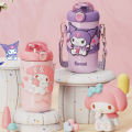 380Ml 316 Stainless Steel Thermos Cup Sanrio My Melody Kuromi Cinnamoroll Anime Figure Straight Drink Sippy Cup with Straps Gift. 