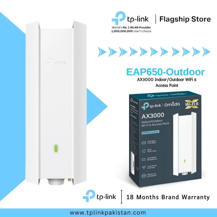 TP-Link Wi-Fi 6 Access Point EAP650-Outdoor AX3000 Indoor/Outdoor WiFi 6 Access Point - 18 Months Brand Warranty