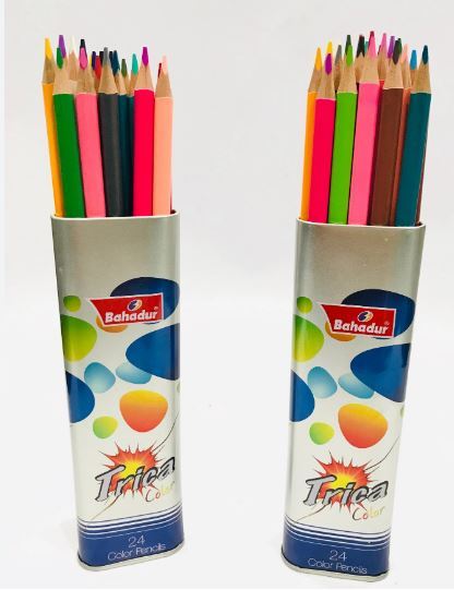 Trica 24 Color Pencil 12 color pencils Tin- COLOUR PENCIL- STATIONERY BAHADUR