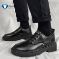 LAMALILI Business Leather Shoes For Men British Black Lace-up Shoes Casual Formal Leather Shoes. 