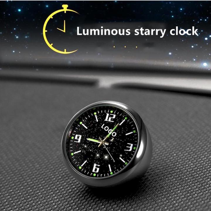 Car Dashboard Clock - Air Vent Mount, Luminous Pointer, Black Aluminum