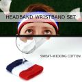 Striped Sweatbands Set,Including Sports Headbands and Wristbands. 