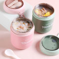 Breakfast cup porridge cup insulation lunch box office worker lunch box stainless steel 304 lunch box student portable cover spoon. 