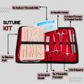 Complete Suture Practice Kit for Medical and Vet Students - Reusable Skin Simulation Silicon Pad with Pre-Cut Wounds, Full Set of Essentials Stainless Still Suturing Tools. 