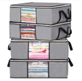 Clothes Storage Bags Organizer Under Bed Containers with Reinforced Handle, 43L, Grey. 