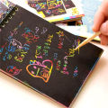 SP Dealz  Small Size Kid's Scratch Book 10-Pages Colorful Scratch Paper Note, DIY Art Book with Wooden Stylus Scratching Tool for Kids, Girls, Boys Birthday Gifts (10cm x 14cm). 
