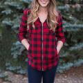 G&H Casual Women Stripe Plaid Chest Pockets Coat Long Sleeve Hoodie Zipper Shirt Top. 