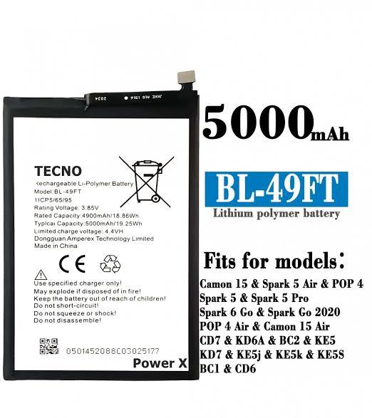 Tecno BL-49FT Battery Replacement 5000 MAH Battery For Tecno Models