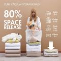 Cube Vacuum Bag Space Saver Organizer Compression Vacuum Sealer Storage Bags for Quilts Clothes 4 Corner Air Exhaust. 