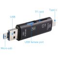 D-188 3 in 1 TF & USB to Micro USB & Type-C Card Reader OTG Adapter Connector. 