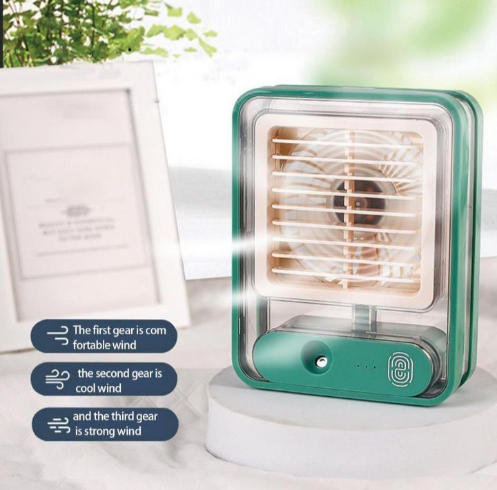 Portable fan | rechargeable fan with light | portable air conditioner | portable ac | portable cooler | rechargeable fan mini | rechargeable fans for room | with Mist Spray Battery Operated Water Misting Fan Best Quality Portable Mini Desktop Cooling Fan