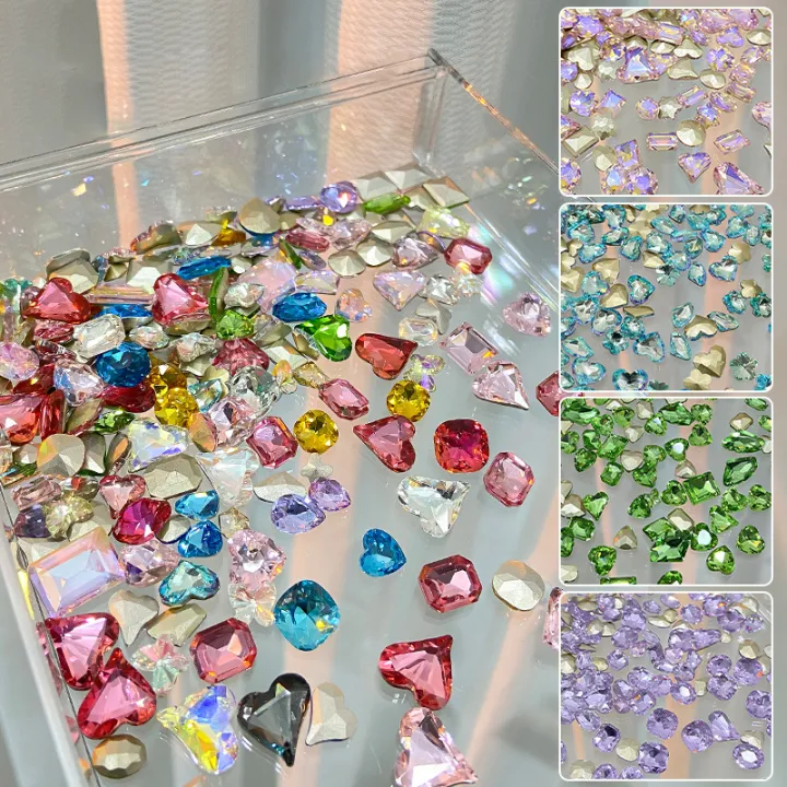 20Pcs Mix Sizes Different Shape Nail Rhinestones 3D Glass Crystals ...