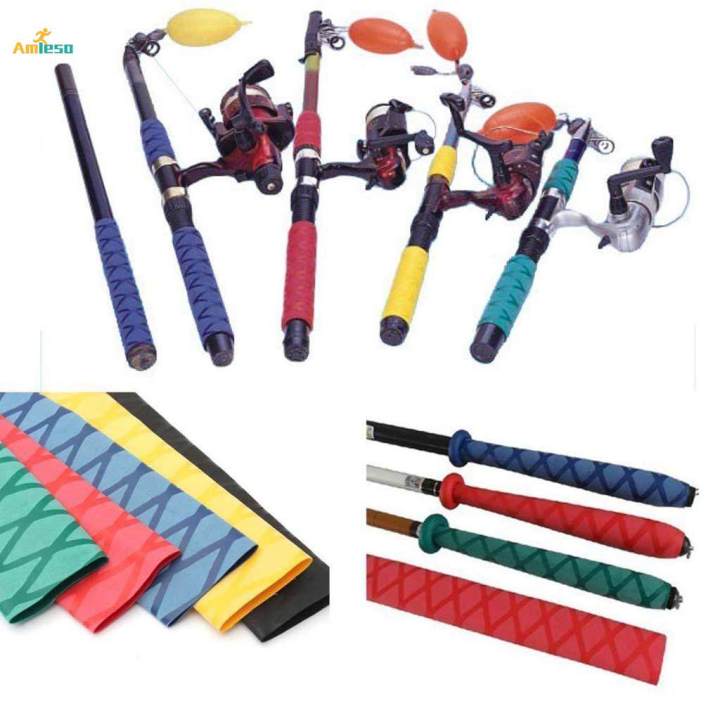 Non Slip Textured Heat Shrink Tubing Fishing Rod Grips 18mm Black
