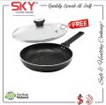 Marble Coating Fry pan with Glass Lid Free egg pan Non stick Teflon Coating Trending Item. 