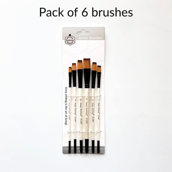 Pack of 6 paint brushes – Flat brush angular brush round tip artist brushes for painting