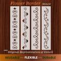 Flower Border Stencil for Wall and Craft Projects, Embossing and Stamping Design. 
