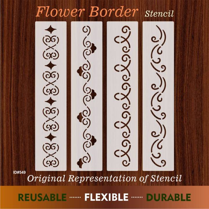 Flower%20Border%20Stencil%20for%20Wall%20and%20Craft%20Projects,%20Embossing%20and%20Stamping%20Design%20-%20Image%202