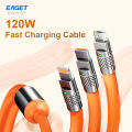 Eaget 3 in 1 USB Cable 6A 120W Fast Charging Cable Micro USB Type C Charging Cable For iPhone 14 13 12 Huawei Xiaomi 13 Samsung. 