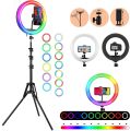 Colorful LED RGB Ring Light MJ26, MJ33, MJ36, MJ45 with 7 Ft Tripod Stand and Phone Holder, Multicolor Round Shape Light with Different Color Modes and Brightness Level for Phone Camera, Selfie Live Stream, Video Shooting and Makeup. 
