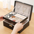 MyleCart Dual Layer Flap Jewelry Box Women Display Storage Case Large PU Leather Jewelry Holder with Earring Flap Lock for Earring Ring Necklace Bracelet. 