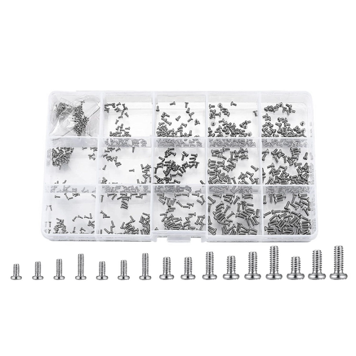 800 Pc Tiny Screws for Electronics, Small Mini Pan Head Machine Screws Kit for Eyeglasses Watches Clocks Repair Replacement