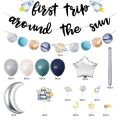 58PCS Solar System Party Balloons Set Space First Trip Around The Sun Decorations Birthday Banner Solar System 1st Birthday Decorations Boy First Trip Around The Sun Cake Topper Galaxy Party Supplies Set. 