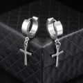 Qingwen Cross earings for men set ear piercing Stainless steel earrings Gold barbel cool hypoallergenic iareng for men kpop round airing hikaw for boys 925 silver earings for men on sale. 