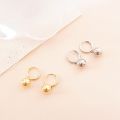 [ New ] Retro Women's French Metal Ball Delicate Small Earrings 2024 Trendy Men's Beautiful Circle Minimalist Design Ear Clip. 