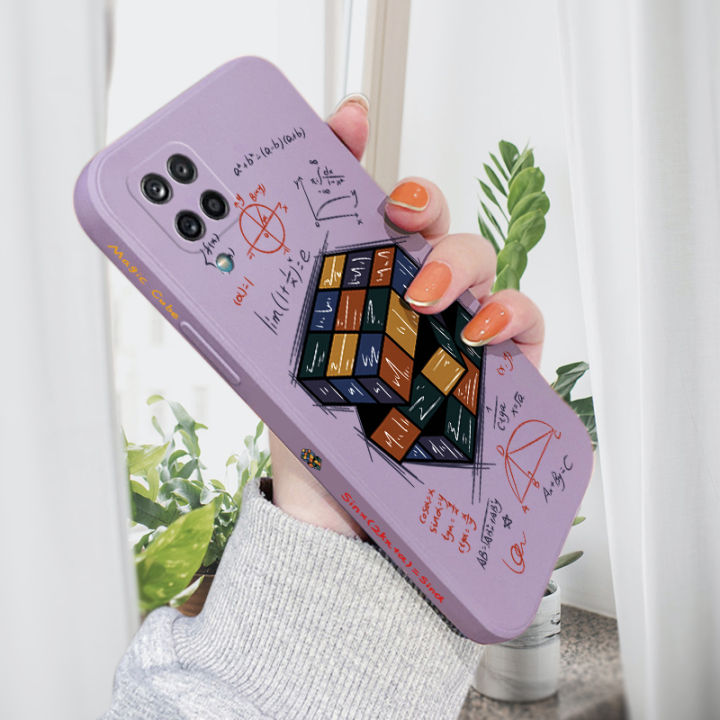 AMORVOR for Samsung Galaxy A42 5G Back Cover Formula Rubik's Cube Side design Soft Case Liquid Silicone Phone Cases