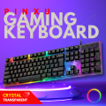 RGB Aura Gaming Keyboard | Transparent Built Rainbow LED Backlit Mechanical Feel 104-Key Wired Keyboard | Full-Size Gaming Keyboard for PC, Laptop, Desktop & Office Use | Stylish Modern Backlit RGB Keyboard for Gamers. 