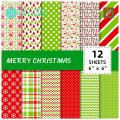 Diary Scrap Paper Vibrant Xmas Floral Scrapbooking Paper Pack 12pcs Multi-functional Diy Craft Material for Christmas Southeast Asian Buyers High-quality Paper. 