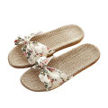 【ALLGOOD】Women Female Bohemia Bowknot Flax Linen Flip Flops Beach Shoes Sandals Slipper. 