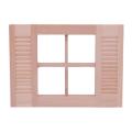 Dollhouse Window Frame Unique Portable Wood Miniature 4-Pane Shutters Window Model for 1/12 Doll House. 